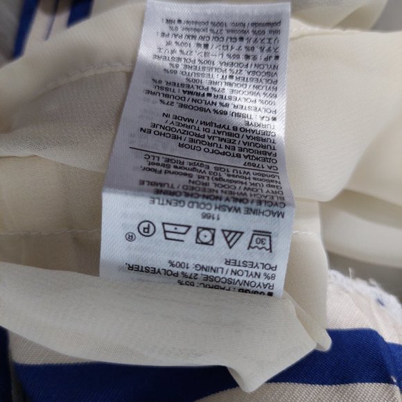 New Banana Republic  fitted Sheath Dress blue Stripe One-Shoulder Bow Size 4 - Picture 6 of 10